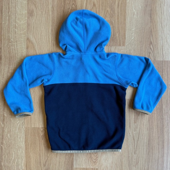 EUC Patagonia Toddler Boy Micro D Snap-T Fleece Jacket-Blue with Red and Tan - Picture 2 of 7